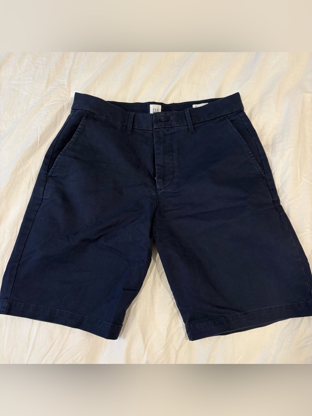 Men’s navy chino shorts 10” inseam, 30W